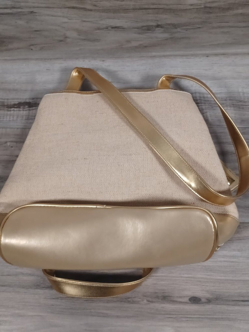 Unbranded Women's Shoulder Bag Tan and Gold Mesh Double Straps - Picture 2 of 13